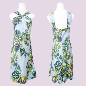 Y2K Silk Slip Dress Bandanna Banana Republic Size 6 2000s Scarf Paisley Fairy